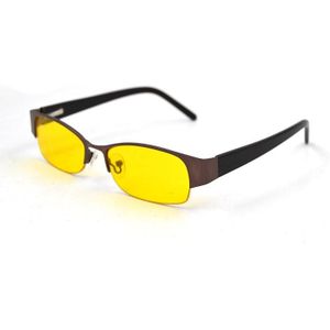 Rechthoek Semi Rim Nachtzicht Glazen Voor Vrouwen Mannen Gele Lens Brillen voor Rijden Bril Metalen Frame L3