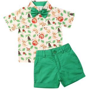Peuter Kid Baby Boy Gentleman Kleding Leuke Leeuwen Shirt Tops + Shorts Broek 2 STUKS Set Maat 1-5Y