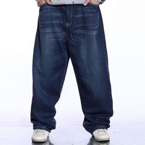 Mannen Wijde Pijpen Blauw Jeans Hip Hop Streetwear Plus Size Gebleekte Baggy Fit Skateboarder Denim Broek