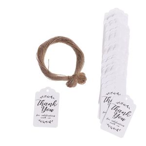 100 Stuks Dank u Opknoping Label en 20M Touw Jute touw Kraft Tags Wikkelen Handgemaakte Wedding Party DIY pakket Levert