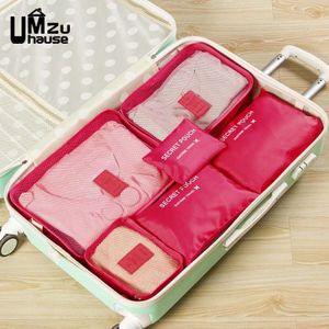 6Pcs Reizen Koffer Opbergzakken Set Bagage Organizer Pack Home Organisatie Herbruikbare Stof Ondergoed Kleren Cosmetische Packet