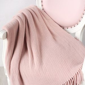 Roze Grijs Lente Cashmere-Achtige Gebreide Deken op voor Sofa Couch Bed Cover Reizen Dekens Plaids Airconditioning Sprei Gooi