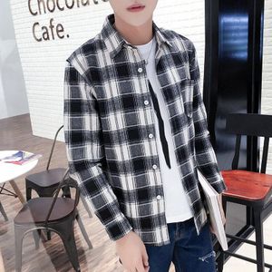 Shirt Heren Lange Mouw Herfst Plaid Mannetjes Kleding Plus Size Alle Match Heren Shirts Casual Losse Novelty Streetwear Koreaanse Stijl