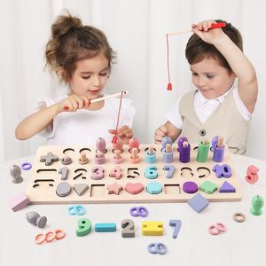 4 In 1 Logaritmische Puzzels Educatief Baby Houten Speelgoed Magnetische Vissen Nummer Legpuzzels Geometrische Puzzels Hout Kinderen Speelgoed