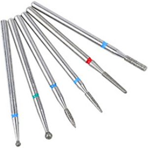 6 stks/set Pro Gel Nagels Boor Diamant Slijpen Hoofd Nail Frez Diamentowy Metalen Schacht Manicure Machine Accessoires