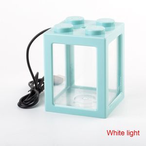 Kleine Aquaria Stapelbaar Usb Mini Aquarium Met Led Lamp Licht Rumble Fish Cilinder Aquarium Benodigdheden
