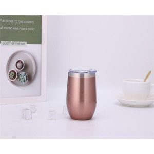 Wijn Tumbler Champagne Bier Met Deksel Wijn Glas Stemless Rvs Thermos Geïsoleerde Mok Kerst Cup Party