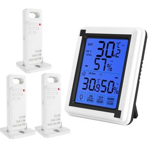 ORIA Indoor Outdoor Thermometer Vochtigheid 3 Draadloze Sensor Digitale Hygrometer Touchscreen Temperatuur Vochtigheid Monitor