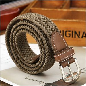 Mannen Blauw Elastische Stretch Taille Riem Canvas Stretch Gevlochten Elastische Gevlochten Lederen Riem 1-3/8 ""Wide Metalen stretch Riem Voor Mannen