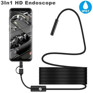 7Mm Endoscoop Camera Waterdichte Flexibele IP67 Micro Usb Inspectie Borescope Camera Voor Android Pc Notebook 6Leds Verstelbare