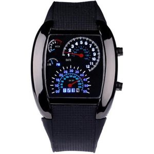 Mode Mannen Horloge Luchtvaart Turbo Siliconen Band Dial Flash Led Horloge Mens Lady Sports Car Meter Relogio Masculino