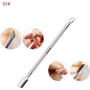 1 Stuks Stalen Dubbele Hoofd Cuticle Pusher Voor Manicure Gereedschap Voor Nagels Art Antislip Nail Cuticle Remover Accessoires