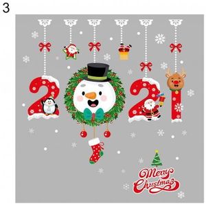 Venster Sticker Vrolijk Kerstfeest Decoratie Voor Thuis Ornamenten Guirlande Jaar Noel Kerstman Xmas Sneeuwpop