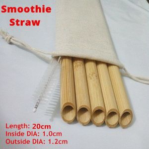5 Stks/set 20 Cm Wees Smoothie Rietje Eco Vriendelijke Herbruikbare Bamboe Rietjes Grote Brede Bubble Melk Thee Rietje borstel