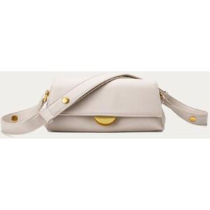 Lederen Vrouwen Tas Dames Schouder Messenger Bags Handtas Beige Flap Eenvoudige Mode Vrouwtjes Crossbody Tas