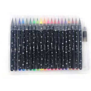 20 Kleuren Aquarel Brush Pen Set Zachte Waterbrush Art Voor Schoolbenodigdheden Briefpapier Tekening Kleuren Boeken Manga Kalligrafie