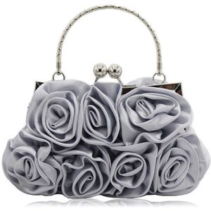 Elegante Zijden Clutch Bag Bruiloft Avond Tassen Voor Vrouwen Kleine Handtassen Soft Surface Rose Bloemen Purse Tassen Met Ketting Vrouwelijke