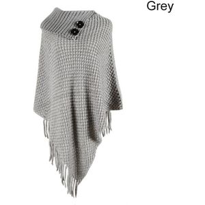 Sjaal Effen Trui Vrouwen Winter Half Open Kraag Pull Lange Mouwen Gebreide Cashmere Poncho Capes Mantel Trui Jas