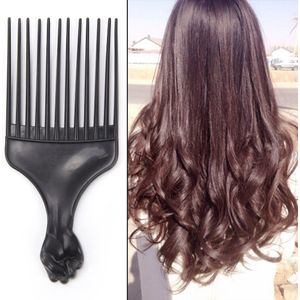 1Pcs Brede Tanden Afro Borstel Pick Kam Vork Haarborstel Insert Haar Pick Kam Plastic Gear Kam Voor Krullend Haar styling Tools