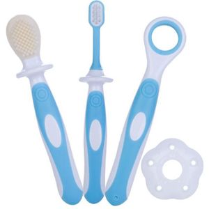 Baby Tandenborstel Set Baby Borstelen Tanden Tong Training Veiligheid Cover Zachte Gezonde Bijtring Peuter Oral Care