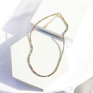 Aangekomen Goud Kleur Ketting Met Regenboog Cz Tennis Chain Kleurrijke Cz Charm Choker Met Tiny Ketting sieraden