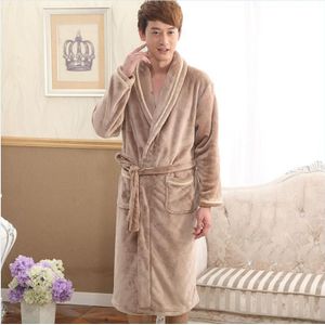 Liefhebbers Jurk voor Mannen en Vrouwen Warm Super Zachte Flanellen Coral Fleece Lange Badjas Heren Kimono Badjas Mannelijke Dressing gown Robes