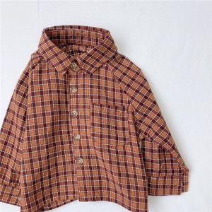 5539 Herfst Klassieke Plaid Baby Shirts Geborsteld Plaid Shirt Lange Mouw Baby Jongens Casual Blouses Comfortabele Meisjes Tops