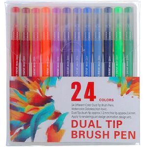 Fineliner Dual Tip Borstel Pen 12/24/36/48/72/100Pcs Kleuren Tekening Schilderen aquarel Manga Art Copic Marker Pen Schoolbenodigdheden