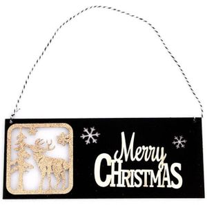 ''Merry Christmas'' Hollow Black Gold Card Kerstboom Deur Opknoping Ornament L4MF