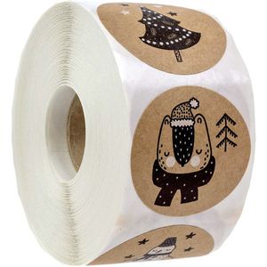 500Pcs Ronde Etiketten Handgemaakte Kraftpapier Verpakking Sticker Voor Snoep Dragee Zak Geschenkdoos Verpakking Zak Kerst Sticker