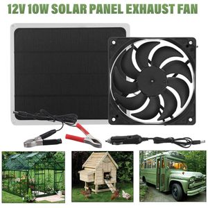 Usb Zonnepaneel Aangedreven Ventilator 12V 10W Solar Mini Ventilator Voor Huisdier Huis Kas Rv Dak Ventilator car Charger Clip Kabel