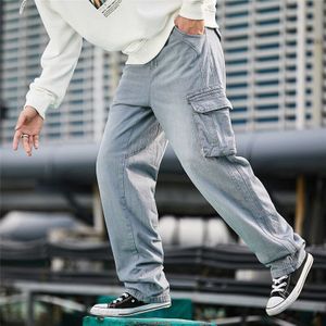 Lichtblauw Japanse En Koreaanse Losse Jeans Mannen Brede-Been Overalls Grote Zak Kleding Hip-Hop Overalls jeans