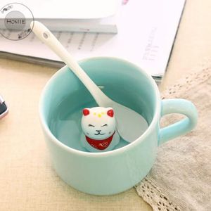 Creatieve Kleine Keramische Melk Mok Met Dieren Leuke Cartoon Drie-Dimensionale Koffie Cup Hittebestendig Celadon Cup Panda kat