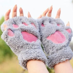 Vrouwen Winter Leuke Handschoenen Dames Meisjes Vingerloze Half Vinger Fleece Warme Wanten Handwarmer