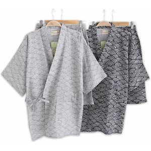 100% Katoen Shorts Kimono Pyjama Sets Mannen Mode Wave Korte Mouwen Japanse Korte Badjassen Nachthemd Nachtkleding