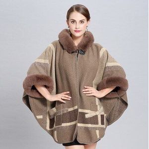 Mingjiebihuo mode herfst en winter vrouwen mode effen sjaal warme dikke grote maat comfortabele zachte losse poncho