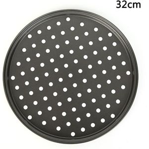 32Cm Carbon Staal Non-stick Pizza Bakken Pan Mesh Lade Plaat Ronde Diepe Schotel Pizza Pan Tray Mould bakvormen Bakken Tool