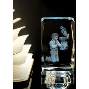 Kleurrijke Kristal Graveren 3D Photo Cube Heilige Communie Souvenirs Met Led Light Base