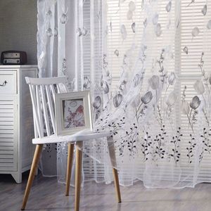 1X2M Tulp Bloem Tulle Voile Gordijn Raam Gordijn Balkon Room Decor