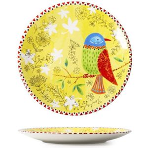 Creatieve Keramische Servies Little Bird Bloemen Japanse Stijl Glazuur Ronde Plaat Restaurant Thuis Keramische Fruitschaal