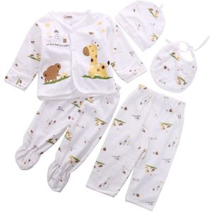 0-3M Pasgeboren Baby Unisex Kleding Ondergoed Animal Print Shirt En Broek 2 Stuks Jongens Meisjes Katoen Zacht