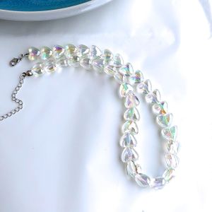 Kpop Clear Crystal Ketting Paars Pailletten Vlinder Liefde Choker Ketting Kleurrijke Handgemaakte Femme Sieraden