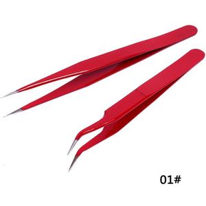 2 Stuks Anti-Statische Pincet Voor Wimper Extension Wenkbrauw Rvs Set Schoonheid Precisie Pincet Makeup Kit Reparatie Tools