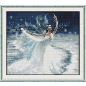 Ballet 11CT 14CT Witte Doek Kruissteek Suite Witte Engel Meisje Graceful Dance Goed Uitziende Hand-Versierd Borduurwerk