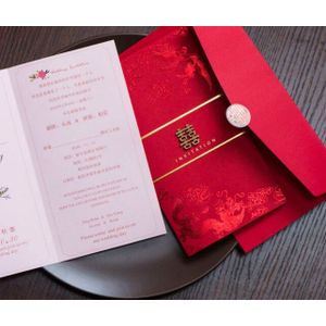 30 pcs Chinese Dubbele Gelukkig Lette Bruid En Bruidegom Uitnodiging Mandarijn Eend Dragon Party Uitnodigingen Met Enveloppen LF704