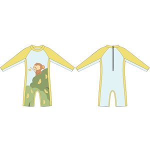 Kinderen Badmode Een Stuk Badpak UPF50 + Kinderen Cartoon-Aap Print Maio Infantil Rash Guard 2020tt Rashguard Voor kleine Meisjes