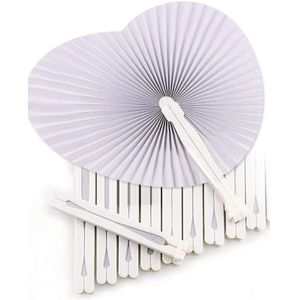 36 Stuks Witte Bruiloft Fan-Fans Voor Ceremonie Uitnodigingen Hartvormige Vouwen-White Wedding Fan Papier Hart Gadgets voor Wedd