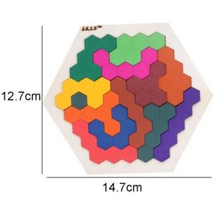 Houten Kleurrijke Hexagon Tangrams Puzzels Tafel Iq Game Educatief Kinderen Speelgoed