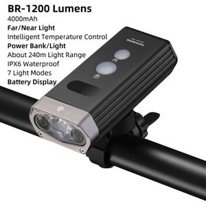 Rockbros 1000Lumen Fiets Licht Smart Trillingen Sensing Fiets Lamp 5 Modi Fiets Koplamp Led Zaklamp Lantaarn Fiets Accessoires