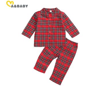 Ma &amp; Baby 1-6Y Kerst Kid Baby Boy Meisjes Pyjama Sets Rode Plaid Lange Mouw Tops Broek Xmas Outfits jaar Kleding